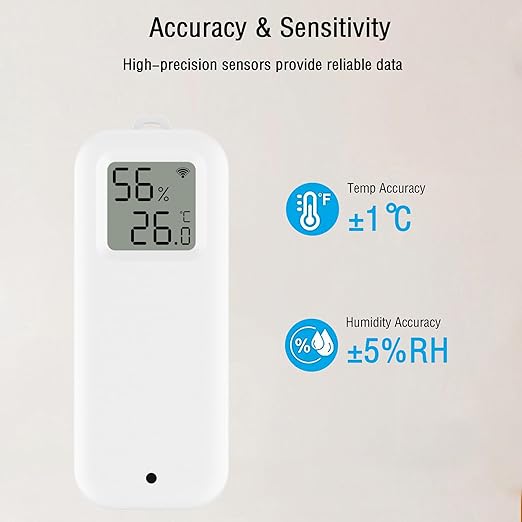 PHOVOLT WLAN Thermometer Hygrometer Sensor, Wireless Smart Temperature and Humidity Digital Display Monitor, with Remote App Notification Alert for Home, Greenhouse(2pack)