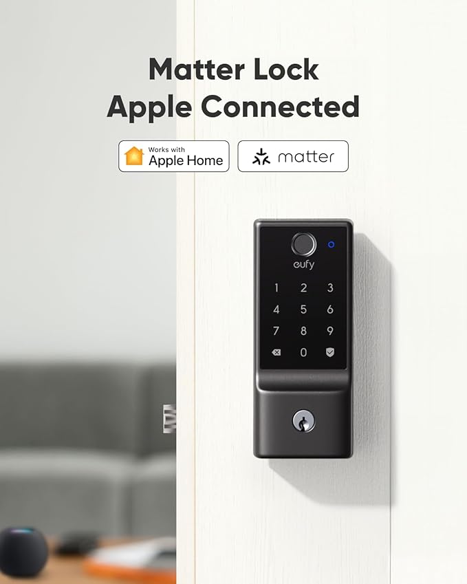 eufy Security Smart Lock E31, Fingerprint Keyless Entry Door Lock for Front Door, Built-in WiFi Deadbolt, App Control, Supports Matter, Apple Home, Alexa, Google, 10000mAh Battery, Auto Lock