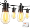 Brightever LED Outdoor String Lights, 75FT Patio Lights with 26 S14 Shatterproof LED Bulbs, Commercial Grade Waterproof String Lights for Outside, 2700K Dimmable Outdoor Lighting for Patio, Camping