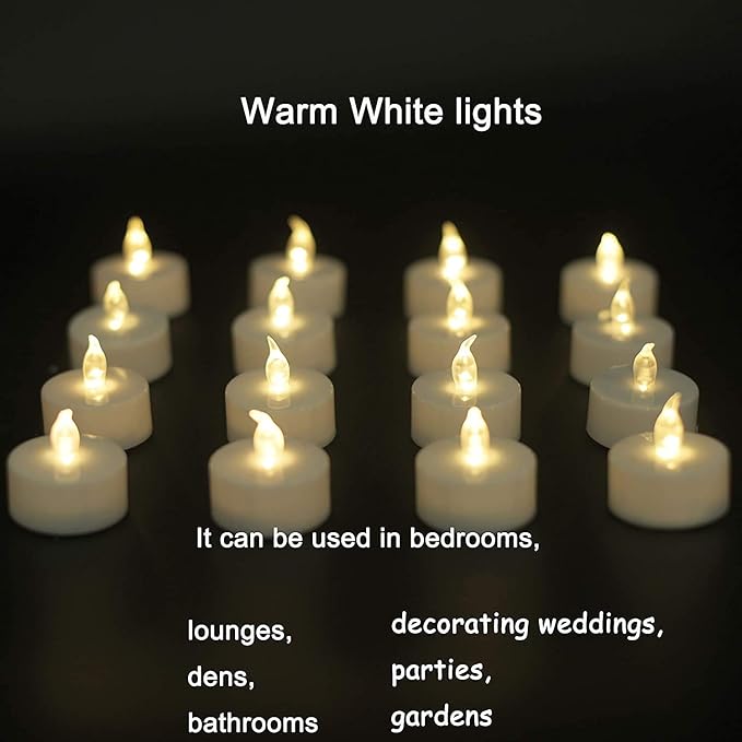YIWER Flameless Tea Lights Candles - Realistic LED Flickering Operated Tea Lights Battery Tealights Long Lasting Electric Fake Candles in Warm White 200pcs Decoration for Party and Gifts Ideas