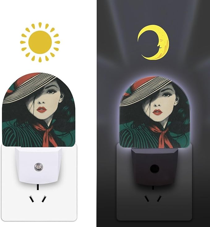 Plug in Night Light with LED & Smart Light Sensor, Stripe Concerto Auto-On/Off Night Lights Plug Into Wall for Bedroom, Bathroom, Hallway, Stairway