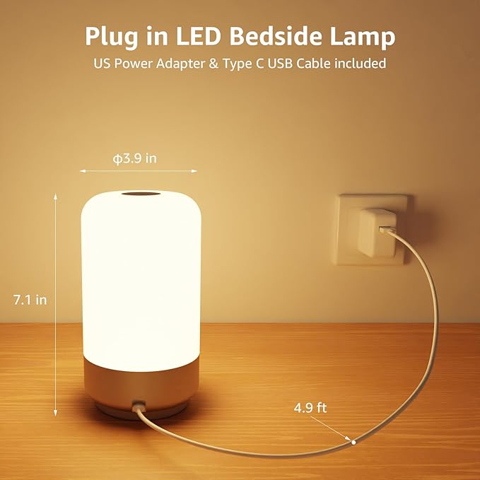 Lepro Table Lamp, Color Changing LED Touch Lamp for Bedroom, RGB and Tunable White 2700K-5700K, 350lm, Dimmable Bedside Nursery Night Light with Auto-Off Timer, Soft Warm White Mood Lighting, Silver
