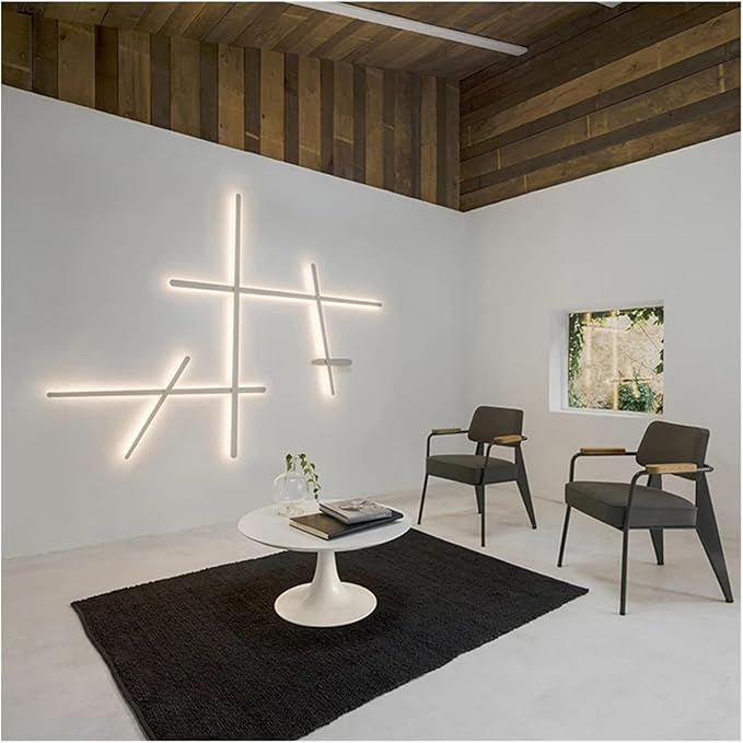 Modern Minimalist Design LED Wall Lamp Compatible with Living Room Bedroom Background Dining Room Aisle Black Line Long Decoration Light, Modern