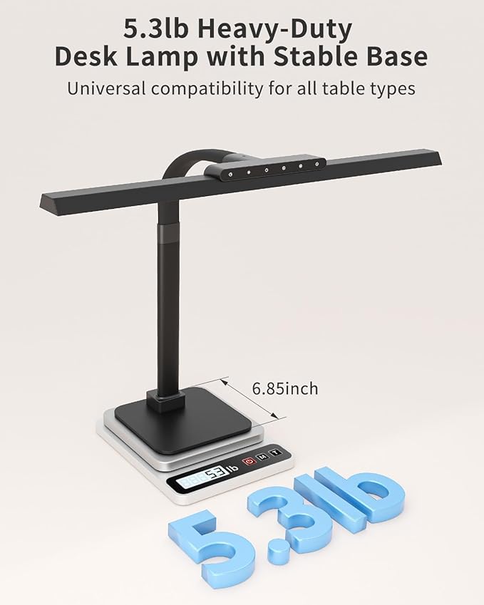 24W LED Desk Lamp, 112 High-Bright LEDs Eye-Caring Office Lamp with 3000K-6000K Dimmable Touch Control, Heavy Duty Metal Base, Auto-Dimming & Memory Function for Home Office/Gaming/Reading Black