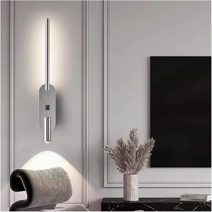Modern Minimalist Light Luxury LED Wall Lamp Bedroom Bedside Living Room Background Decoration Study Rotating Spotlight,Practical Lighting fixtures