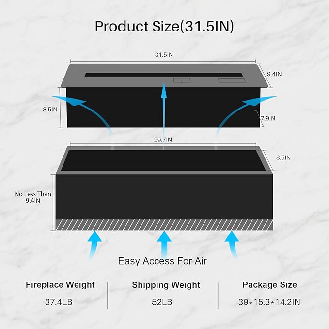 3D Water Vapor Fireplace Smart APP Electric Flame Decoration Steam Fireplace Humidifier W/Tap Water for Office, Home, Hotel,Restaurant(Color,31.5")