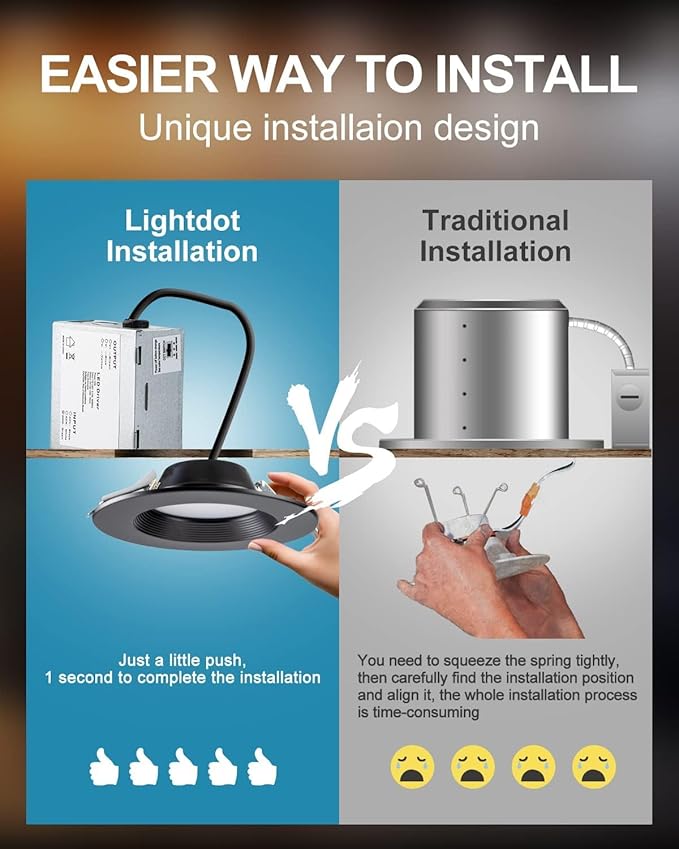 Lightdot 6 Inch Recessed Lighting 24 Pack Black, 12W Dimmable LED Downlight 3CCT Selectable (3000K/4000K/5000K), Anti-Glare Slim Canless Ceiling Light