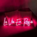 La Vie En Rose LED Neon Signs for Wall Decor Neon Wall Art Acrylic LED Lights with Hanging Chain Light Up for Bedroom Decor Graduation Bar Pub Wedding Party 5V USB Powered Dimmable