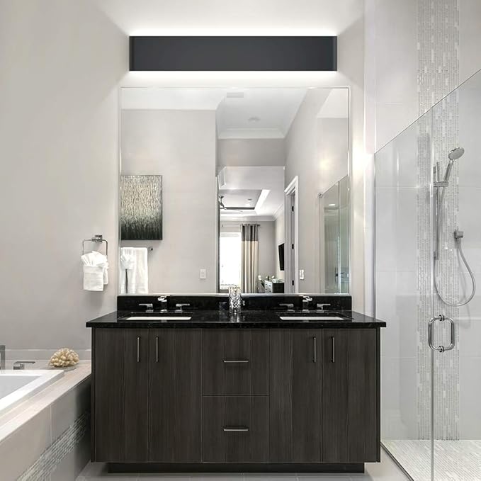 Aipsun 32.6 inch Modern Black Vanity Light Fixtures LED Black Bathroom Wall Light Up and Down Bathroom Lighting Fixtures White Light 5000K