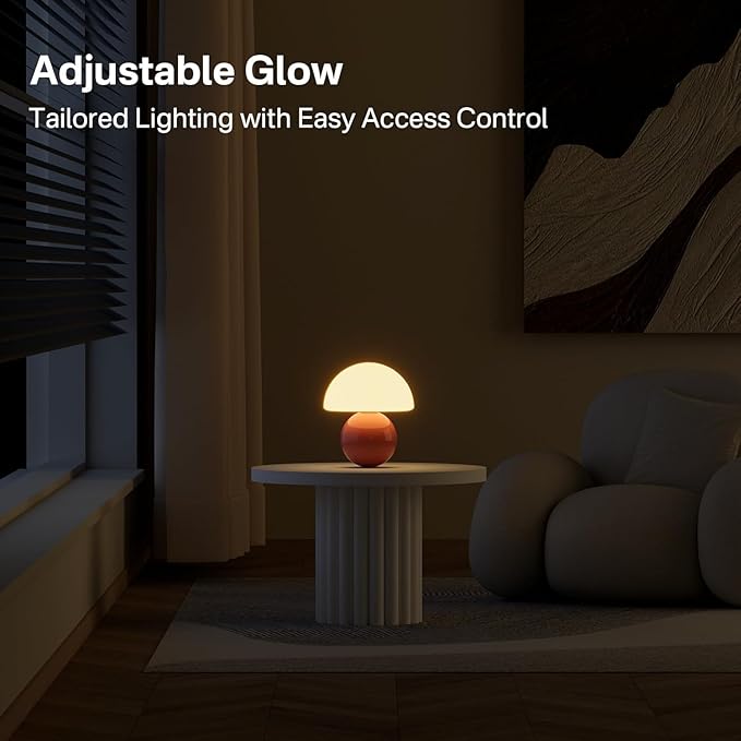 Mushroom Lamp Desk Lamp for Bedroom,Table Bedside Small Lamps for Living Room,Mushroom Decor Cute Mini Modern Mid Century Lamps for Night Stands,Unique Aesthetic Home Living Room Decor(Pink)
