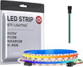 BTF-LIGHTING FCOB COB WS2812B IC RGB LED Strip DC5V 3.2FT Individual Addressable 160LED/m 160LEDs 160IC Dream Color IP30 Non-Waterproof High Density Light 0.39in Width(No Adapter or Controller)