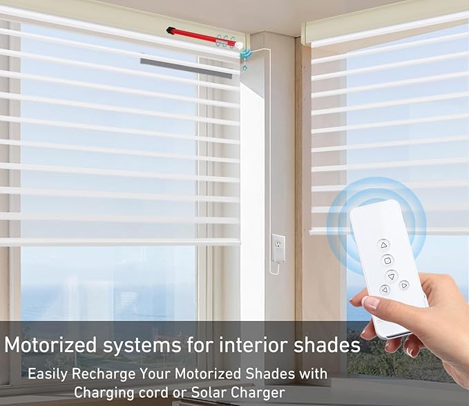 Rollerhouse Battery Powered Electric Shade Motor Blinds Tubular Motor Kits Compatible with OD 1-1/4"（32mm Roller Blind Tube,Mounting Bracket Sold Separately