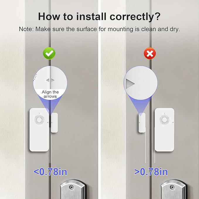 Zigbee Wireless Door and Window Alarm Sensor,120dB Requires PGST Hub (not 3rd-Party),Smart Life or Tuya APP Control,3 Years Battery Life,Easy to Install,for Basement,Garage,Warehouse