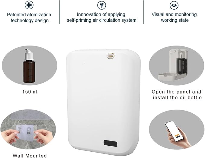 Zunate Smart Scent Air Machine 150ML, APP Controlled Silent Wall Mount Diffuser for 2152.78 Sq.Ft, Ideal for Hotels, Offices & Commercial Spaces (White)