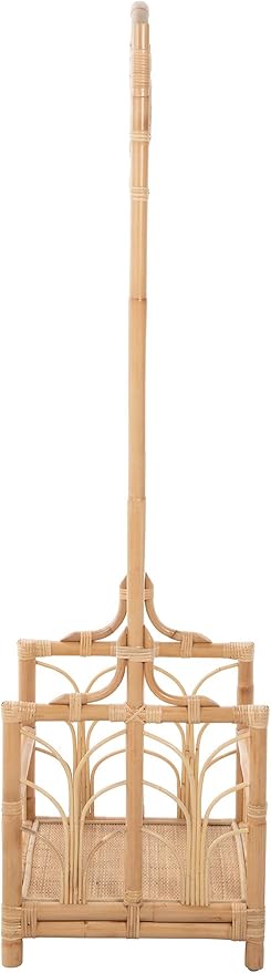 Kouboo Rattan Freestanding Coat Rack with Shoe Shelf, Coat Rack & Shoe Storage – Entryway Furniture with Hall Tree, Mudroom Organizer, Narrow Shoe Rack for Front Door, Light Brown