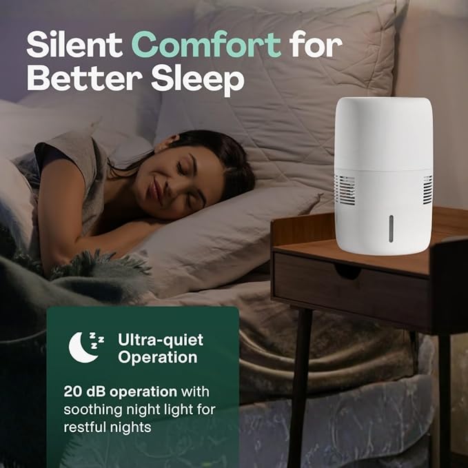 Smart Evaporative Humidifier with App Control & 3L Tank – Mist-Free, No White Dust – Quiet Operation for Better Sleep – Klarta Humea White