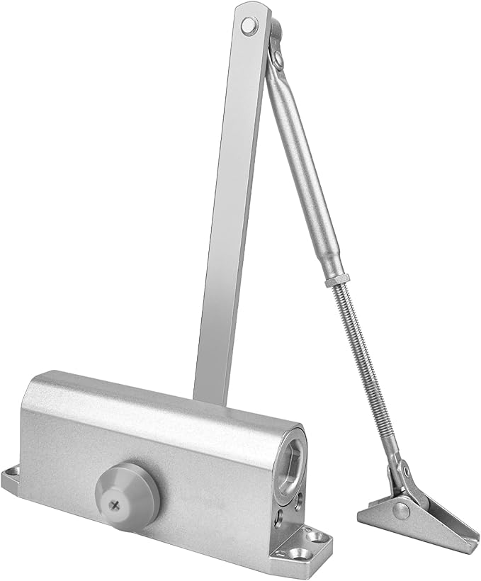 Closer Heavy Duty Automatic Door Closer (Silver Aluminum), Spring Loaded Hydraulic Automatic Door Closer with Adjustable Closing Speed and Force for Interior, Exterior Doors (Silver)