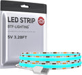 BTF-LIGHTING FCOB USB Powered Ice Blue COB LED Strip Lights 3.28FT 320LEDs 5V 8mm Width 90+ High CRI Ultra Bright Flexible Light for 3D Printer TV Backlight Display Cabinet PC DIY Decor