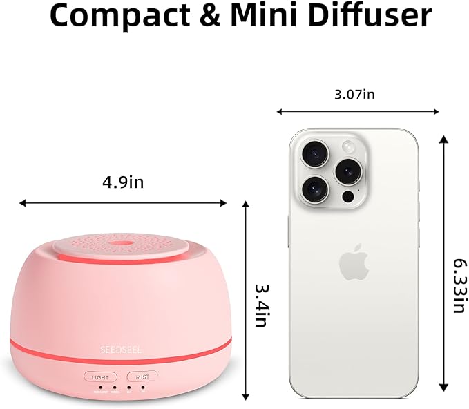 300ML Essential Oil Diffuser with 7 Color LED Light, Remote, 4 Timers, Auto-Off, Ultrasonic Aromatherapy Diffuser for Office, Bedroom, Yoga, Home