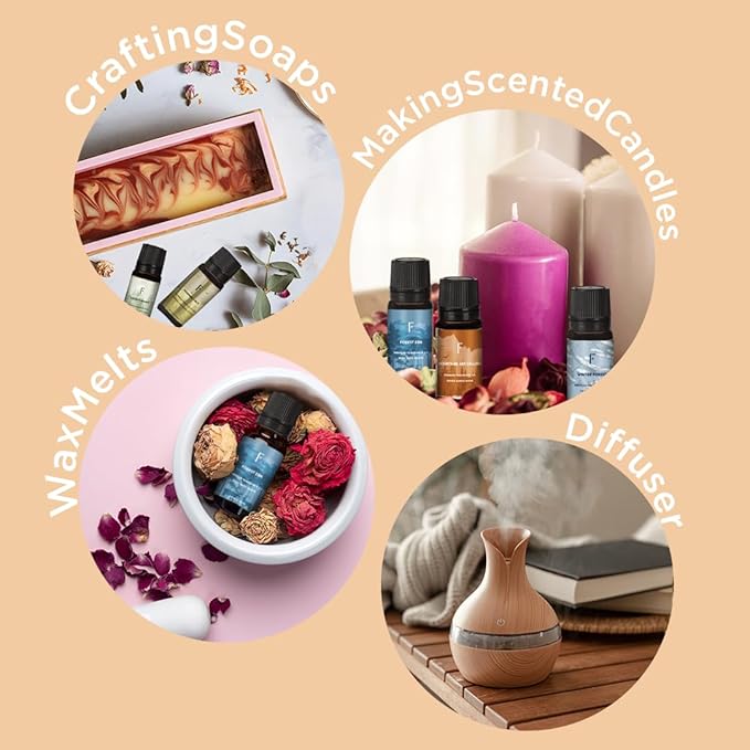 Folkulture Woody Essential Oils Set for Diffuser | New Year Nature-Inspired Aromatherapy for Relaxation, Grounding | 6 Earthy & Woody Scents - Palo Santo, Sandalwood, Pine & Cedar, Euclyptus
