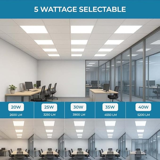 2x2 FT LED RGBW 5000K Multicolor Flat Panel Light Remote & App Controlled 40W 4400lm Color Changing LED Panel Light Smart Wi-Fi Drop Ceiling Light with Alexa/Google Assistant (4 Pack)