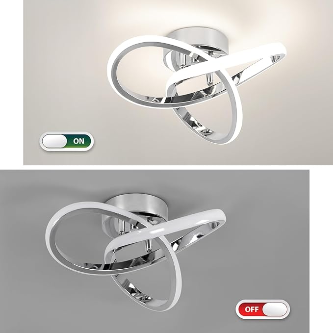 CANEOE Hallway Ceiling Light Modern Led Ceiling Light Fixtures,4500K Daylight White Close to Ceiling Lamps for Bedroom Bathroom Kitchen Balcony Laundry Room Stair Aisle Ceiling Lighting Curved Design