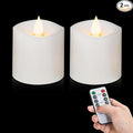 3x3 Flameless Candles Battery Operated with Remote Timer, Last 600 Hours Battery Candles Flickering, White Real Wax Electric LED Candle for Wedding Party, Set of 2