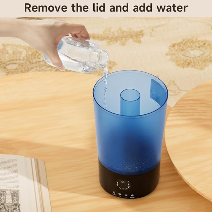 Humidifiers for Bedroom, 3.2L Quiet Ultrasonic Cool Mist Humidifier with 360° Nozzle, 18H Runtime, Timer (1/2/4/8H), Auto Shut-Off, 7-Color RGB Light, Adjustable Mist, for Home, Nursery & Plants