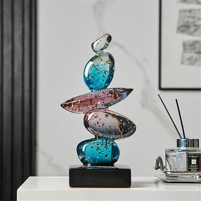 AWNR Resin Pebble Shape Sculpture Decor -Aesthetic Home Decor for Living Room, Office Desk, Shelf,Display,entryway,Housewarming Gifts