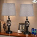 Touch Table Lamps Set of 2, nightstand lamp with USB Ports Bedside 3 Way Touch dimmer Desk lamp for Living Room Bedroom,Black Painted Spiral cage Base Design Warm White dimmer Bulbs Included.