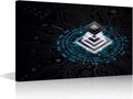 TUMOVO Internet Concept Wall Art CPU Pictures Print On Canvas Digital Age Modern Artwork Wall Art for Living Room Office Giclee Gallery Wrapped Posters and Prints Framed Ready to Hang, 24x16in