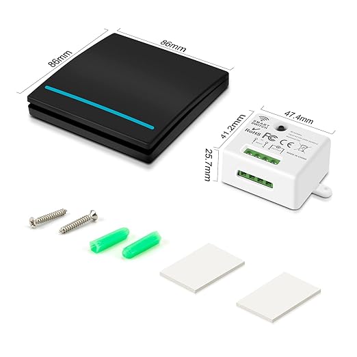 RGBZONE Wireless Light Switch and Receiver Kit, 100FT RF Range Remote Control, No Rewiring, AC85-240V Quick Create or Relocate On/Off Switches for Lamps (Black)