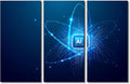 TUMOVO 3 Panels Wall Art - AI Intelligence Canvas Prints CPU Processor Canvas Wall Art AI Wall Art Bedroom Wall Decor Contemporary Home Decor Giclee Artwork Framed Ready to Hang, 60" Wx40 H