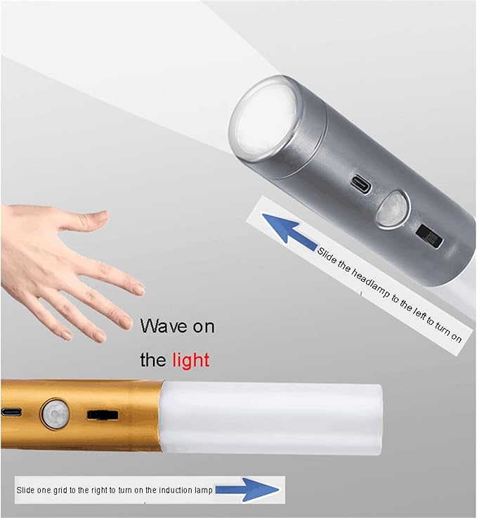 LED Battery Operated Wall Light with Motion Sensor Indoor Dimmable Wall Lampe Magnetic Lamp USB Rechargeable Wall Socnce Lighting Stick-On Night Lights for Entrance Hallway Staise (Grey,2 Packs) (