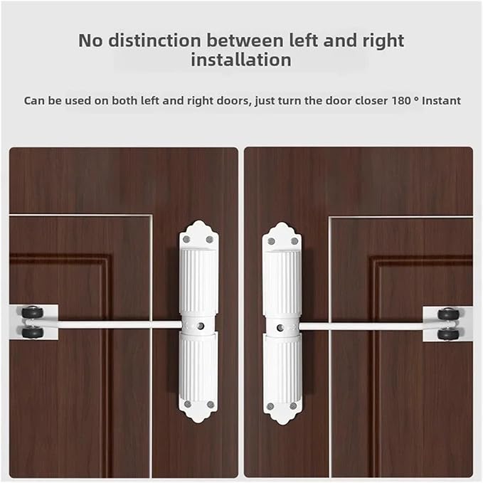 Automatic Adjustable Closer Surface Mounted Heavy Duty Safety Spring for Interior Exterior Door 1 Set(20-40KG White)