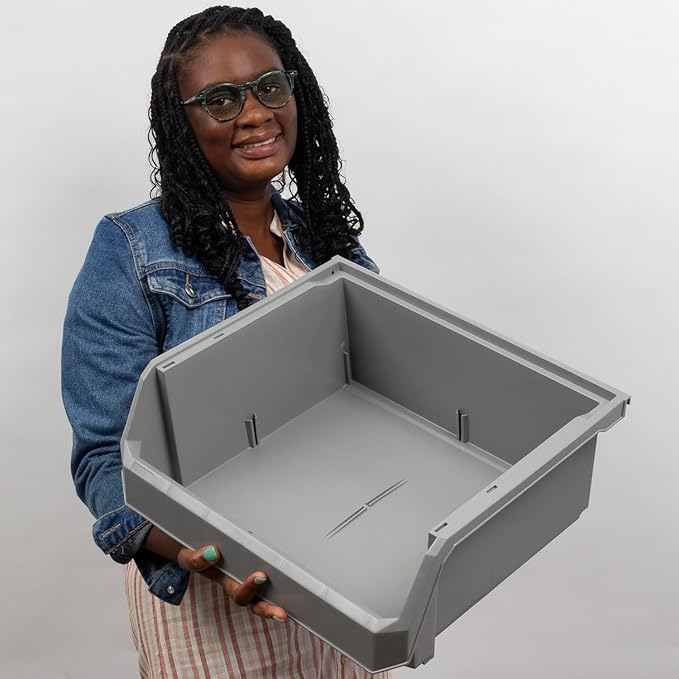 Extra Large Plastic Storage Bins, Stackable Organizer Containers for Closet Pantry Shelf Garage and Office Organization, Clear, 4 Pack