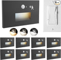 8 Pack Motion Sensor LED Step Lights, 3CCT 120V Hardwired Indoor Outdoor Stair Light, 3.5W 150LM 5%-100% Dimmable Waterproof Staircase Light, 3000K/4000K/6000K, Dimmer Switch, ETL, Black