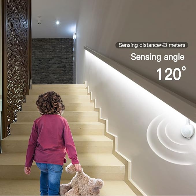 Motion Activated COB Neon LED Strip,5 V USB Motion Sensor Neon LED Strip Lights,6.56FT Waterproof White LED Light Strip, DIY Flexible LED Night Light for Indoor Stairs,Corridor