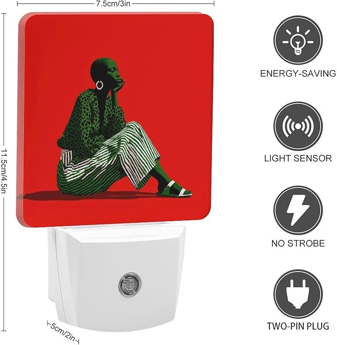 Plug in Night Light with LED & Smart Light Sensor, Striped Dialogue Auto-On/Off Night Lights Plug Into Wall for Bedroom, Bathroom, Hallway, Stairway