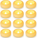 Aignis 12pcs Flameless LED Floating Candles Battery Operated, 120+ Hours Glow Time, 3 Inch Ivory Plastic Tealights, Cozy Warm Yellow Light for Romantic Pool/Bathtub/Hot Bath/Wedding Centerpiece Decor