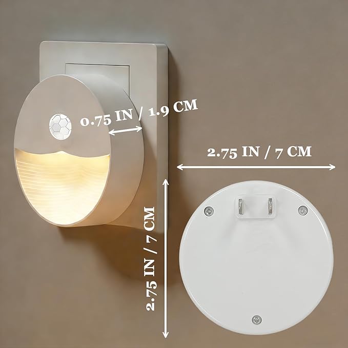 Plug-in Motion Sensor Night Light, Dusk to Dawn Light Sensor, Soft Warm White LED Backlit Glow, Auto On/Off for Bathroom Bedroom Hallway Stairs Nursery, 4 Pack