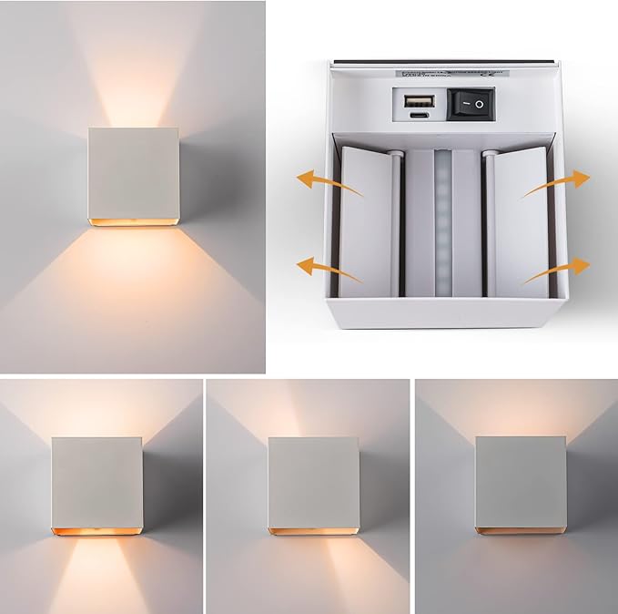 Motion Sensor Wall Light Indoor, 6000mAh Battery Operated Wall Sconce, Rechargeable Wall Light, Magnetic Cordless LED Energy Saving Night Light for Hallway Stairway Porch, White