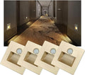 3W Motion Sensor Stair Lights 3000K Recessed LED Step Light Indoor Stair Step Wall Lamp Staircase Bedroom Decoration 4Pcs Gold