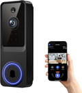 1080P Wireless Home Security Doorbell Camera with Receiver，AI Human Detection，Real-Time Alerts，2-Way Audio，Battery Powered，Night Vision，Cloud Storage, 2.4Ghz Wi-Fi