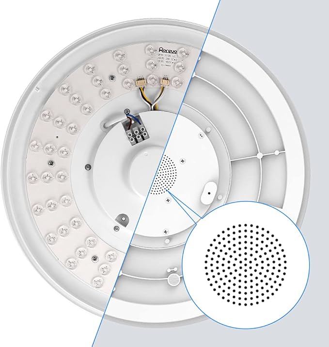 HOREVO Ceiling Lights with Bluetooth Speaker, 15 inch Smart Ceiling Lamp Compatible with Alexa and Google Home,Room Light for Bedroom, Living Room