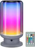 LED Color Changing Table Lamps, Dimmable Bedside Lamp with Remote, Plug in Desk Light Bedroom Lamp for Living Room-Grey