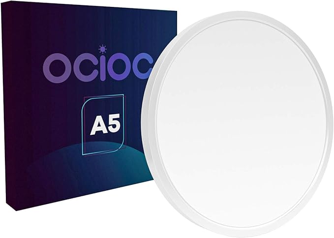 ocioc 15.7 inch LED Flush Mount Ceiling Light, 24W 2400lm Dimmable, 3000K/4000K/6500K Selectable, Low Profile Round Lighting Fixture for Kitchen, Child Room, Stairwell, Porch White