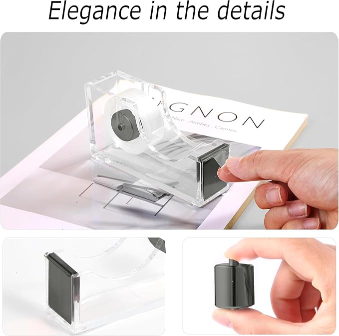 Black Desk Organizers and Accessories Set with 360-Degree Rotating Pen Holder, Acrylic Stapler, Tape Holder, Staple Remover, Binder/Paper Clips Kit, Scissor and 1 Box of Staples
