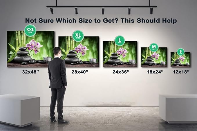 GUTTATY Zen Wall Art Decor, Modern Bathroom Zen Decor Wall Art, Canvas Wall Art for SPA Zen Room Decor, Green Bamboo and Pebble Relaxing Art Prints for Office & SPA Wall Decor 18x24 Inches