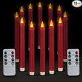 Flameless Taper Candles 10" Dripless Battery Operated Taper Candles Included Remote Timer 400+ Hours by 2AA Batteries for Halloween Christmas Wedding (Burgundy, 12 Pack)
